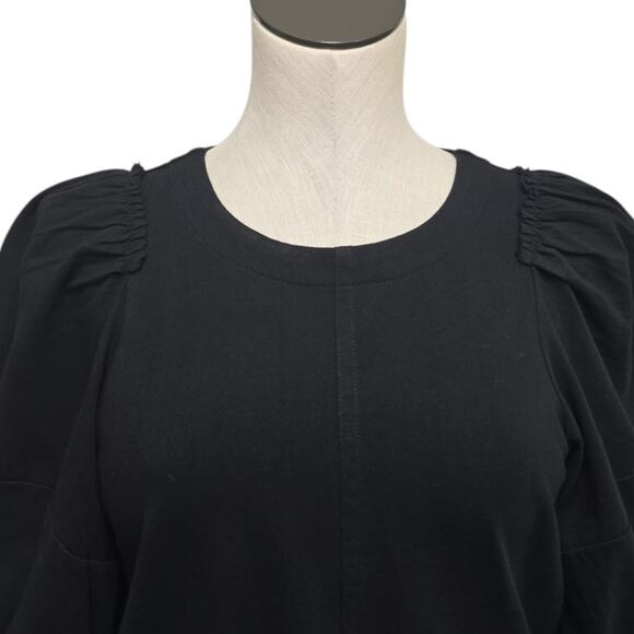 NWT Madewell Puff Sleeve Top Black Short Sleeve Crew Neck Tee Size Small NT331 - Picture 9 of 10